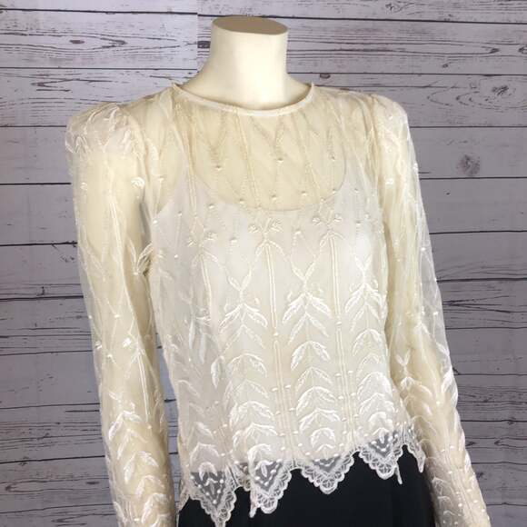 Vintage Cachet By Bari Protas dress with Embroidered lace black cream size 9-10 - Picture 5 of 12